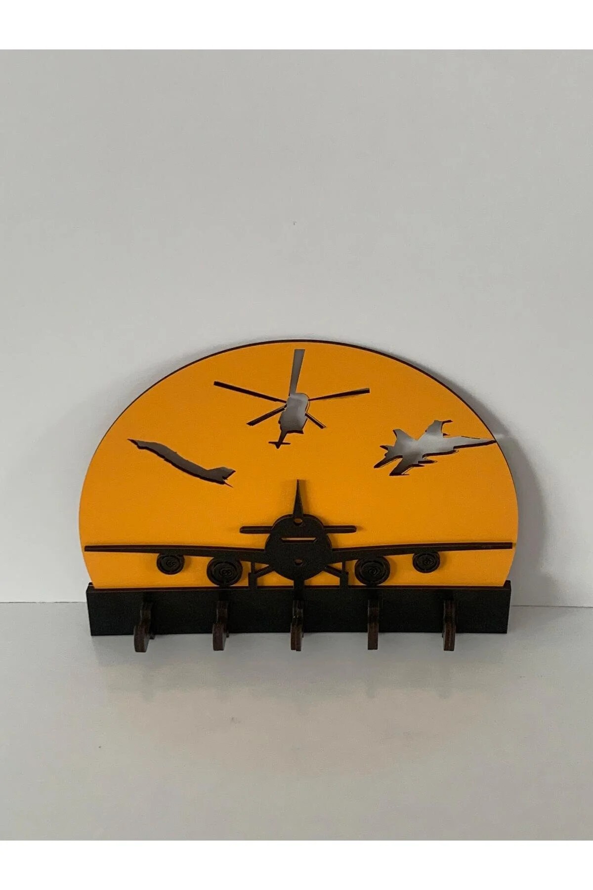 Gün Batımı Uçak Ve Helikopter Manzaralı Anahtar Askısı, Anahtarlık