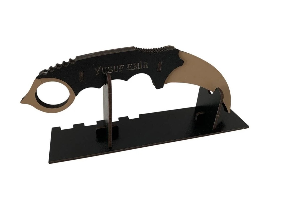 Kişiye Özel Ahşap Bıçak ve Stant - Görsel 8