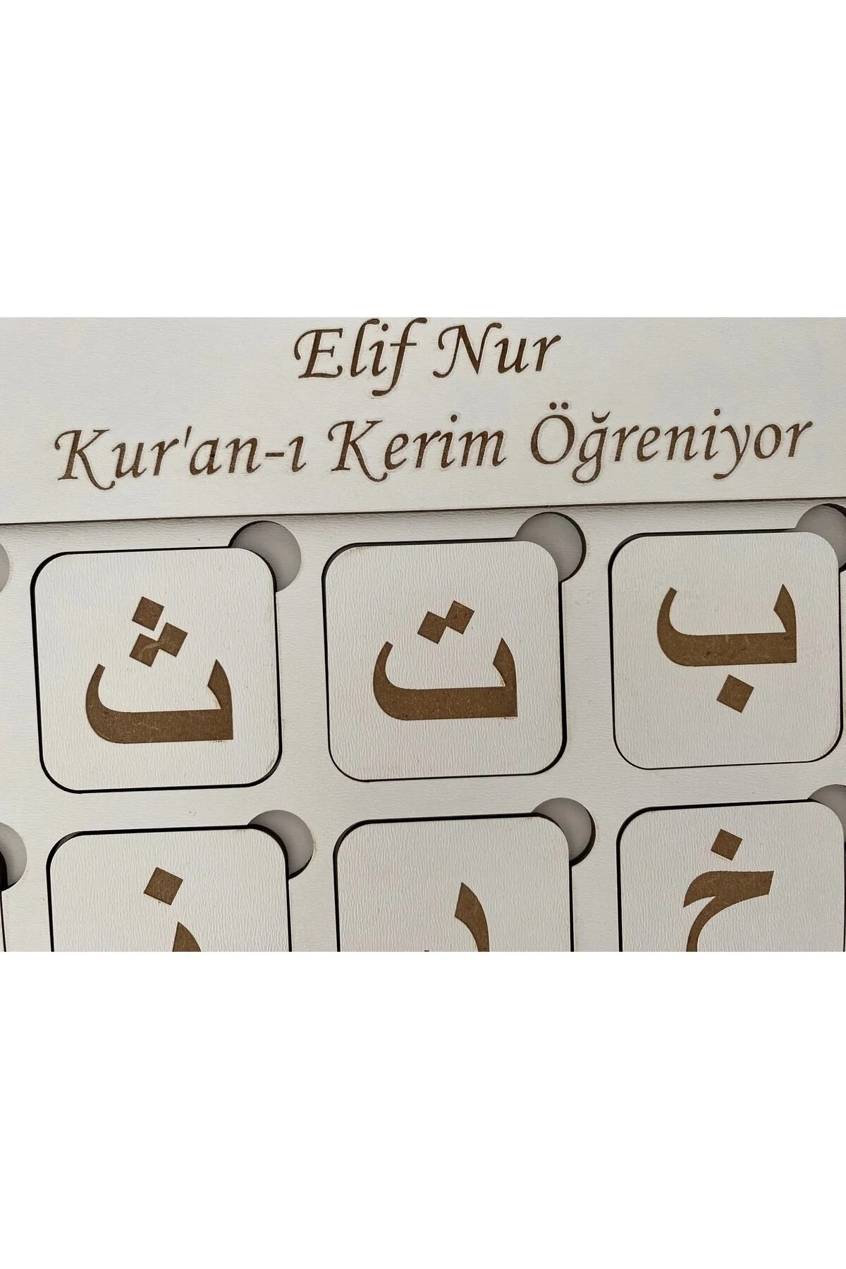 ElifBa Öğretici Kur'an Alfabesi Öğreniyorum İsim Yazılabilen Ahşap Yapboz Harf Panosu - Görsel 7