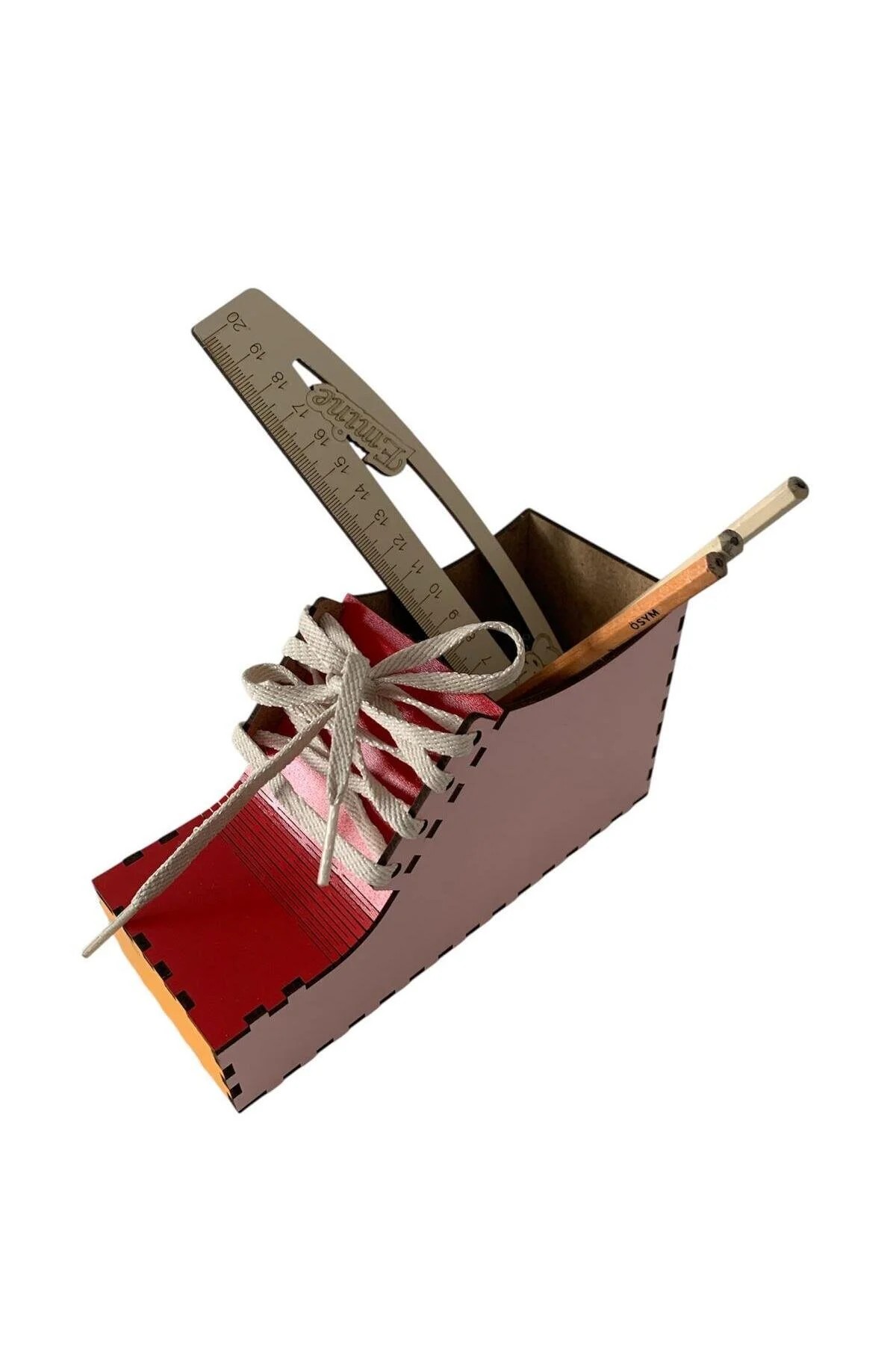 Ahşap Ayakkabı İpi Bağcık Bağlama Oyuncağı Ayakkabı Kalemlik