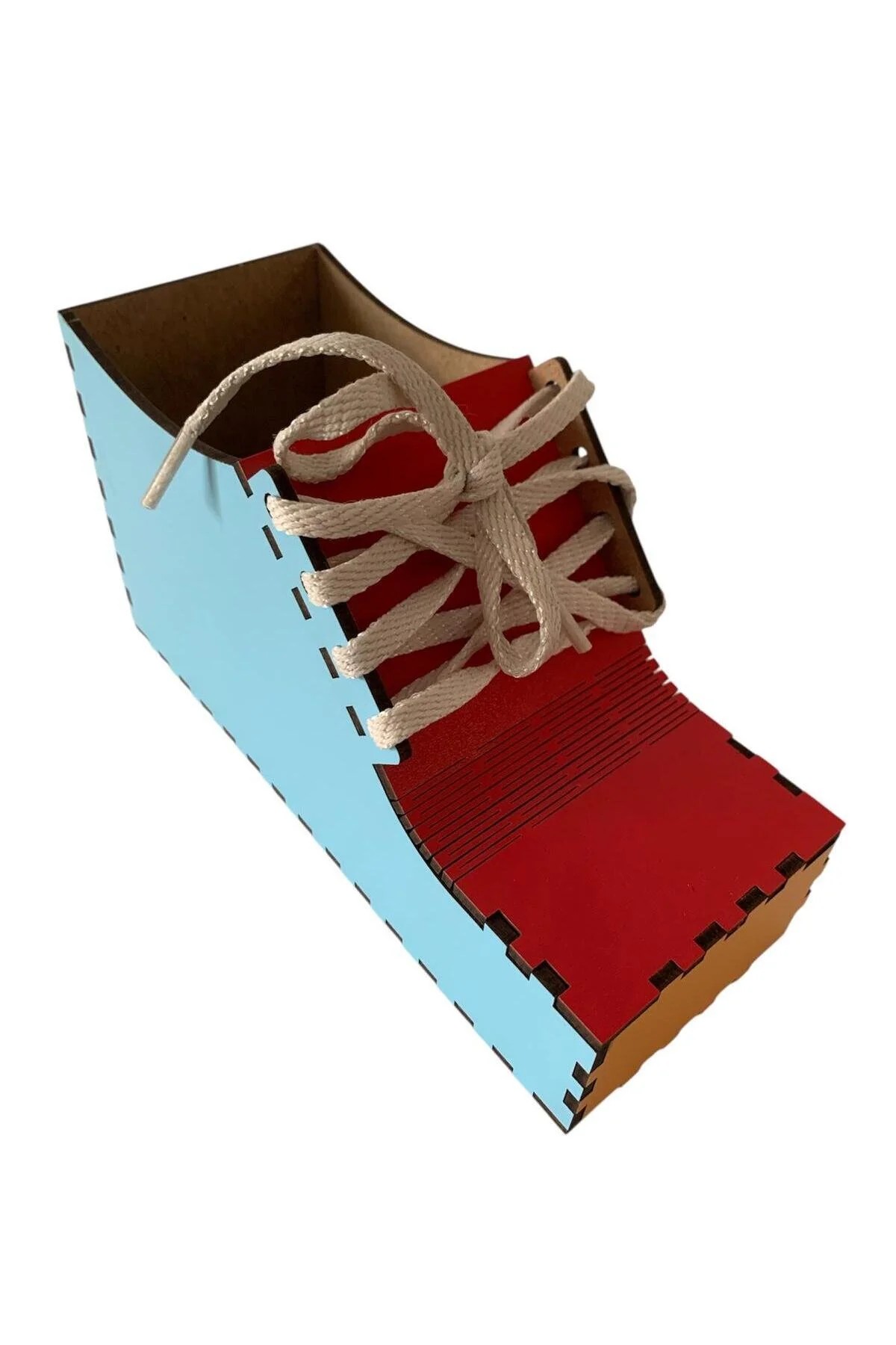 Ahşap Ayakkabı İpi Bağcık Bağlama Oyuncağı Ayakkabı Kalemlik - Görsel 6