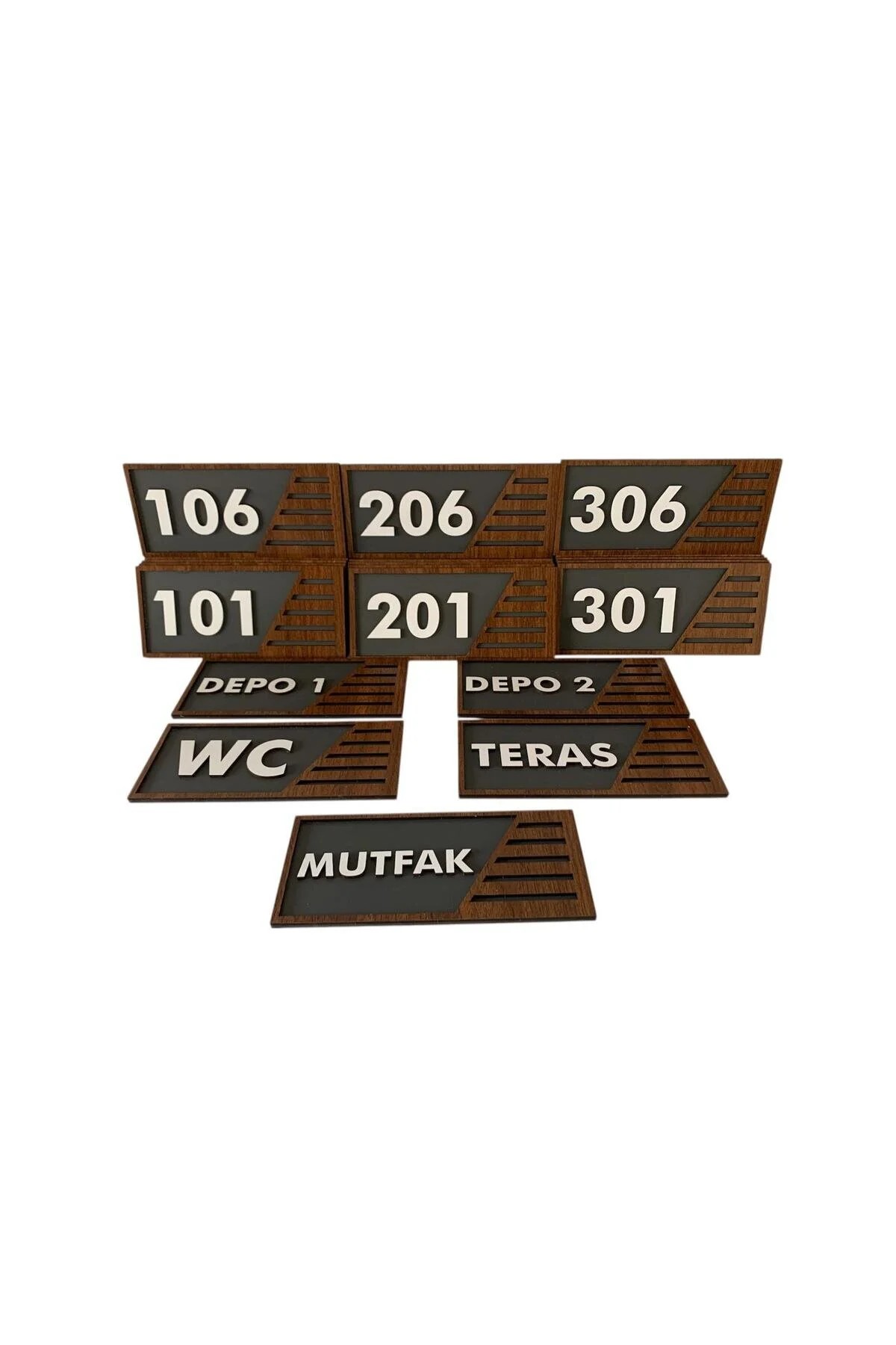 Ahşap Kapı Numaralığı (Gri Zemin, Kahverengi Çerçeve) - Görsel 5