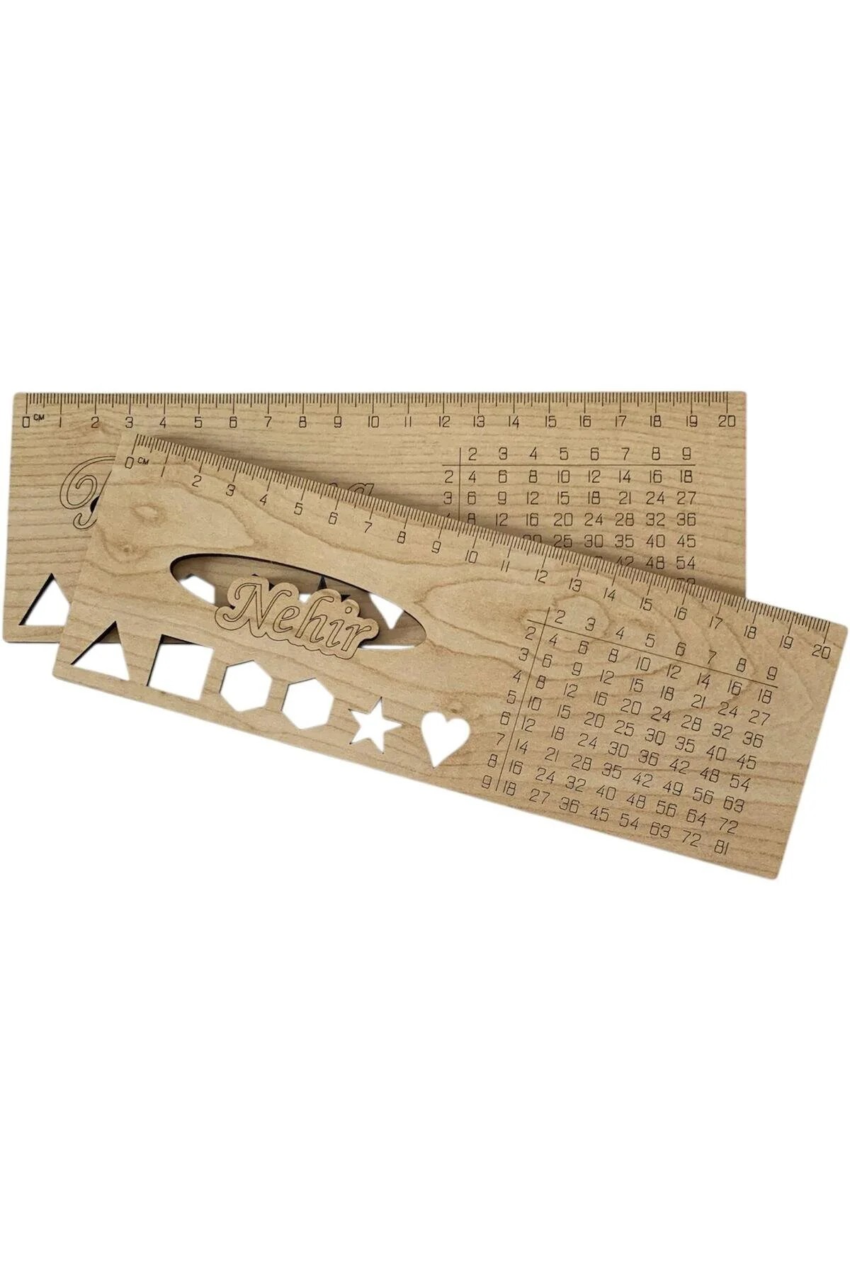 Kişiye Özel İsim Yazılabilen Çarpım Tablolu Ahşap Cetvel
