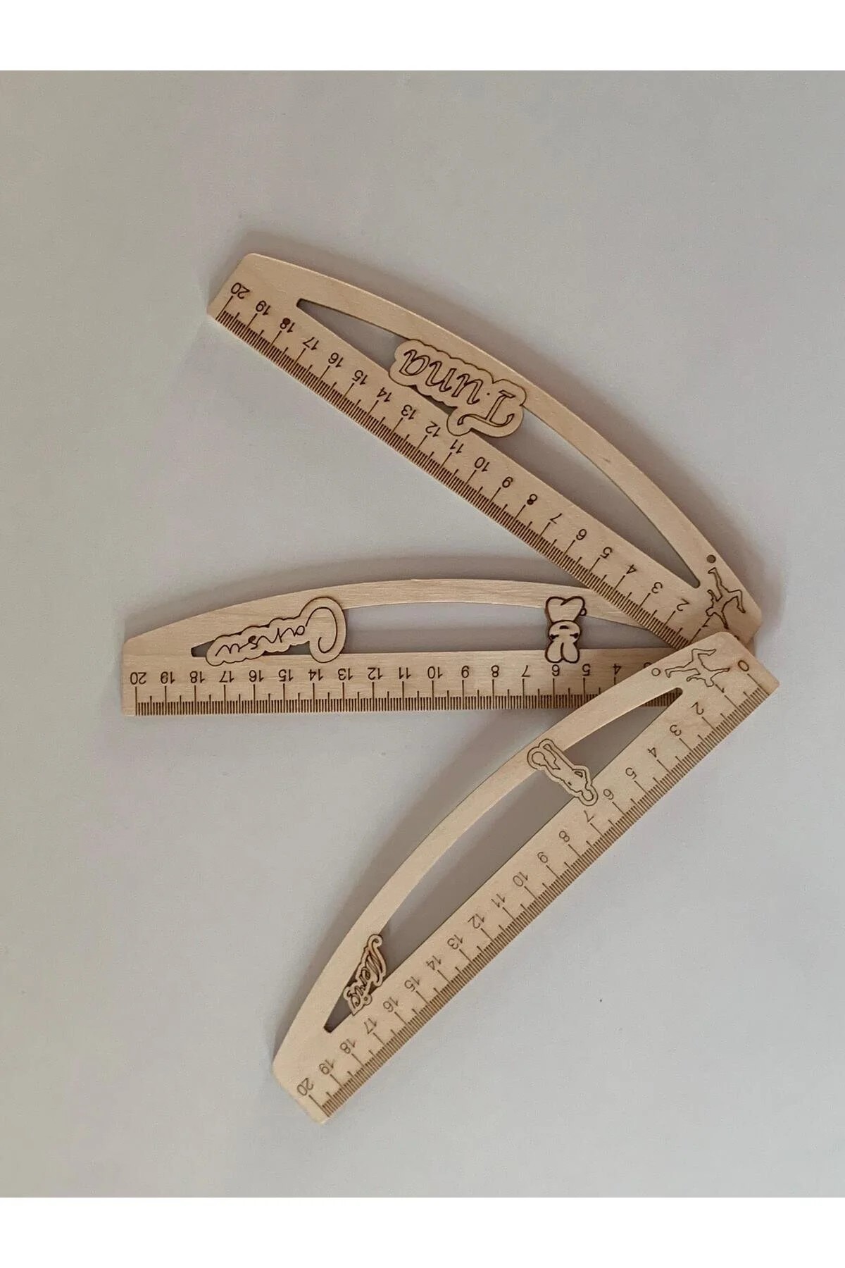 Kişiye Özel Isim Yazılabilen Ahşap Cetvel 20cm (İKİ ADET) - Görsel 4